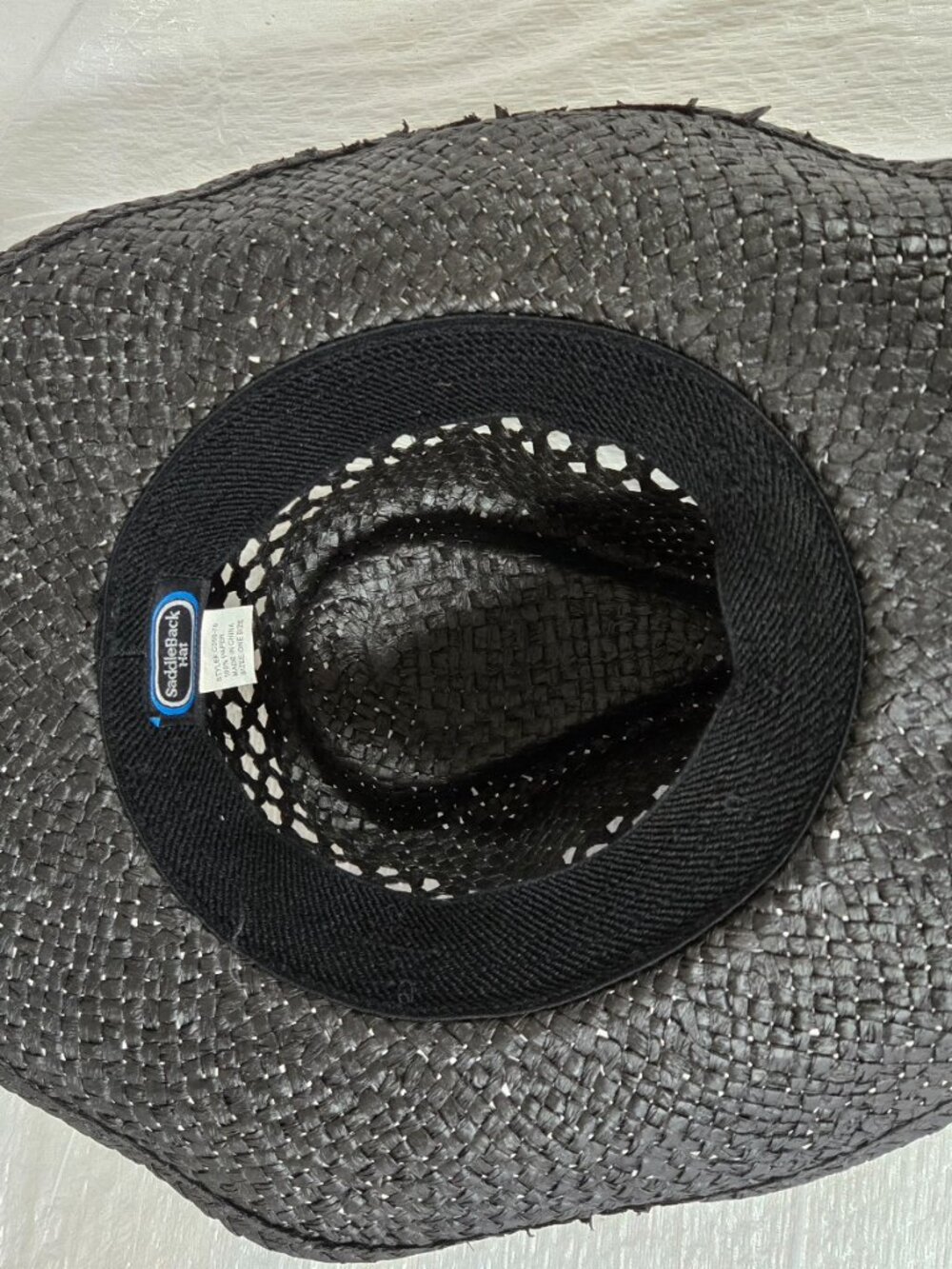 SaddleBack Black Woven Cowboy Hat One Size Beach Festival Western Boho - Picture 5 of 8